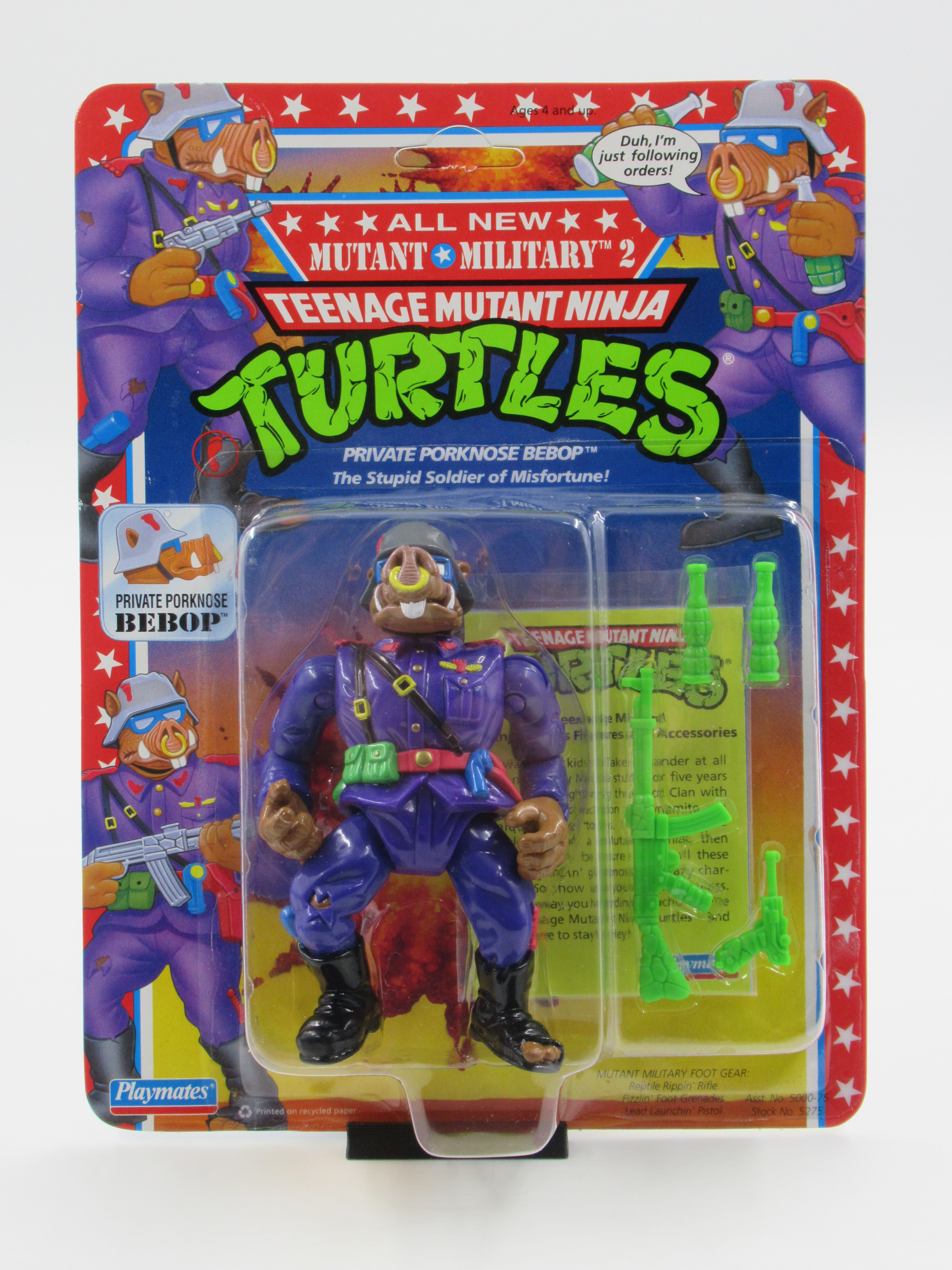 Teenage Mutant Ninja Turtles Private Porknose Bebop Mutant Military II 4.5" Figure TMNTs - Playmates (1992)